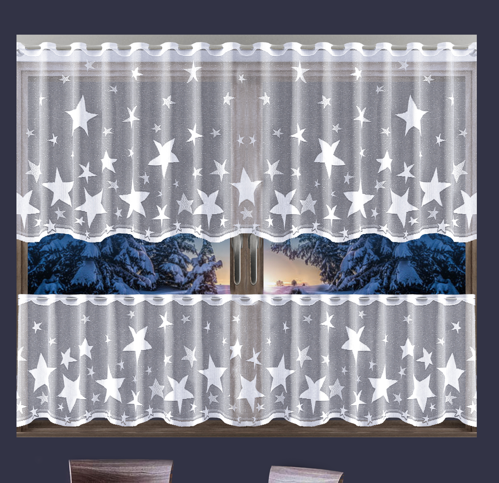 Stars White cafe Net Curtain Kitchen Bathroom or Kids room decor Many Sizes