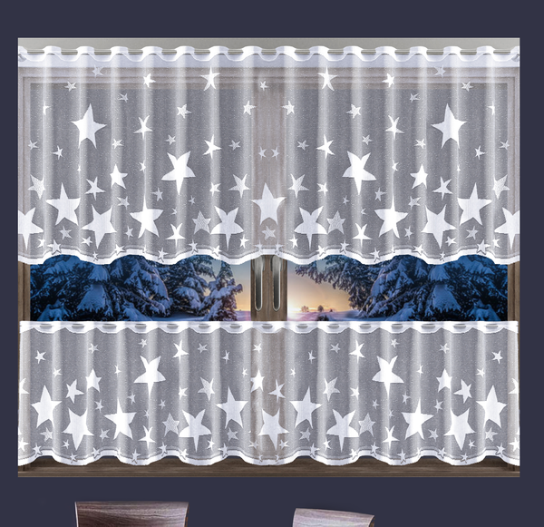 Stars White cafe Net Curtain Kitchen Bathroom or Kids room decor Many Sizes
