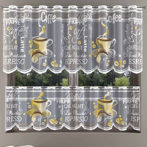 MforStyle Kitchen Cafe Curtain Coffee HEMMED EDGES Many Sizes