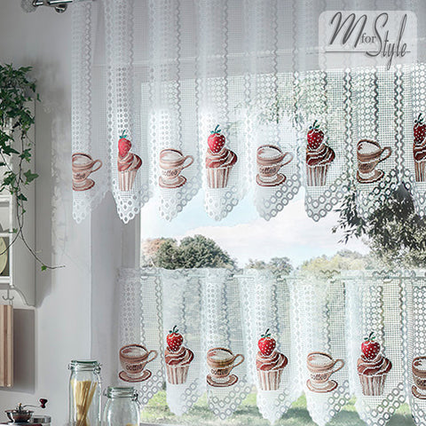 Coffee & Strawbery Cupcake Kitchen curtain MANY SIZES