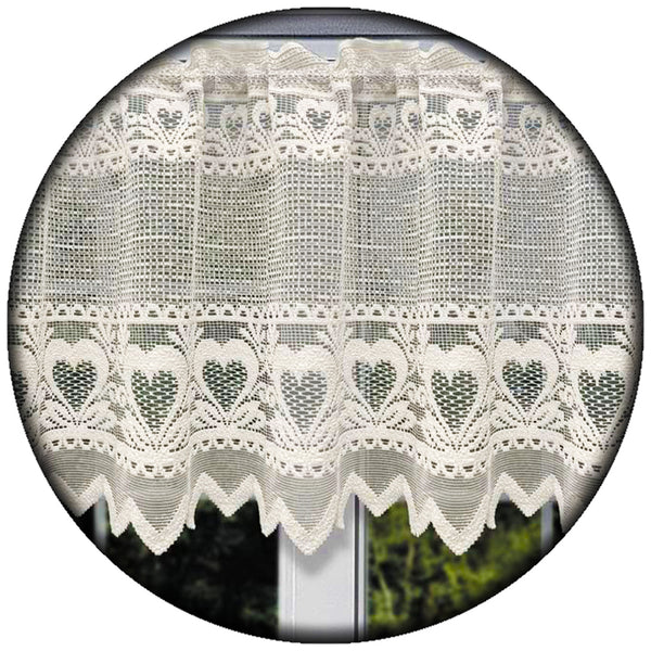 KITCHEN Cafe Curtain RICH Lace ROMANTIC HEARTS  drop 24" Many Sizes
