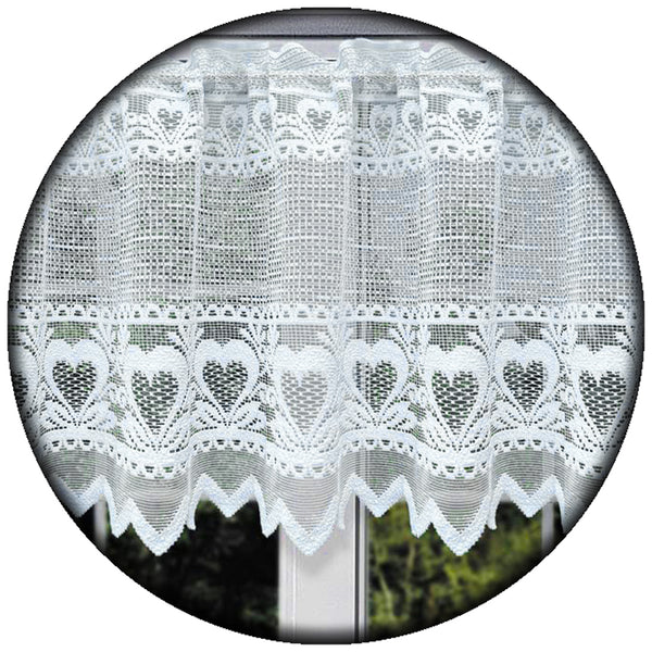 KITCHEN Cafe Curtain RICH Lace ROMANTIC HEARTS  drop 24" Many Sizes