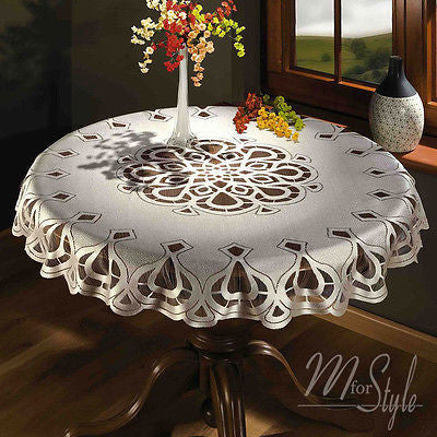 Cream Tablecloth Round Lace 49" 125cm Premium Quality
