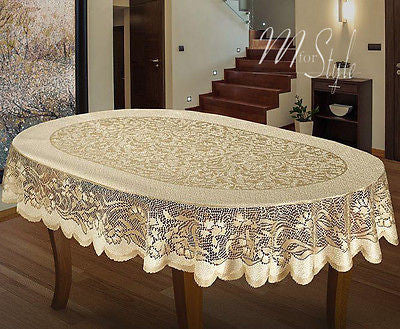Large best sale cream tablecloth