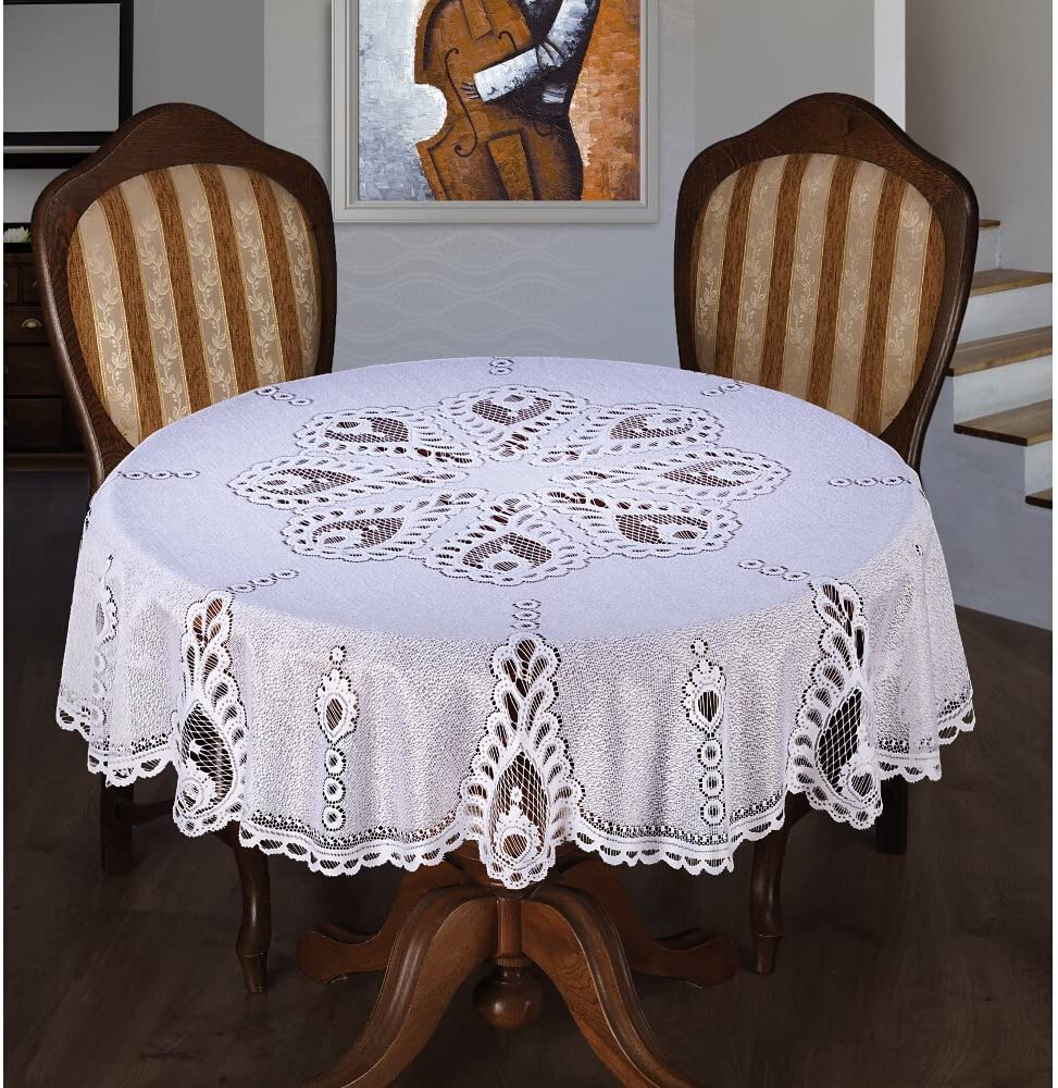 MforStyle White Tablecloth Modern Round Diameter 59" (150cm)