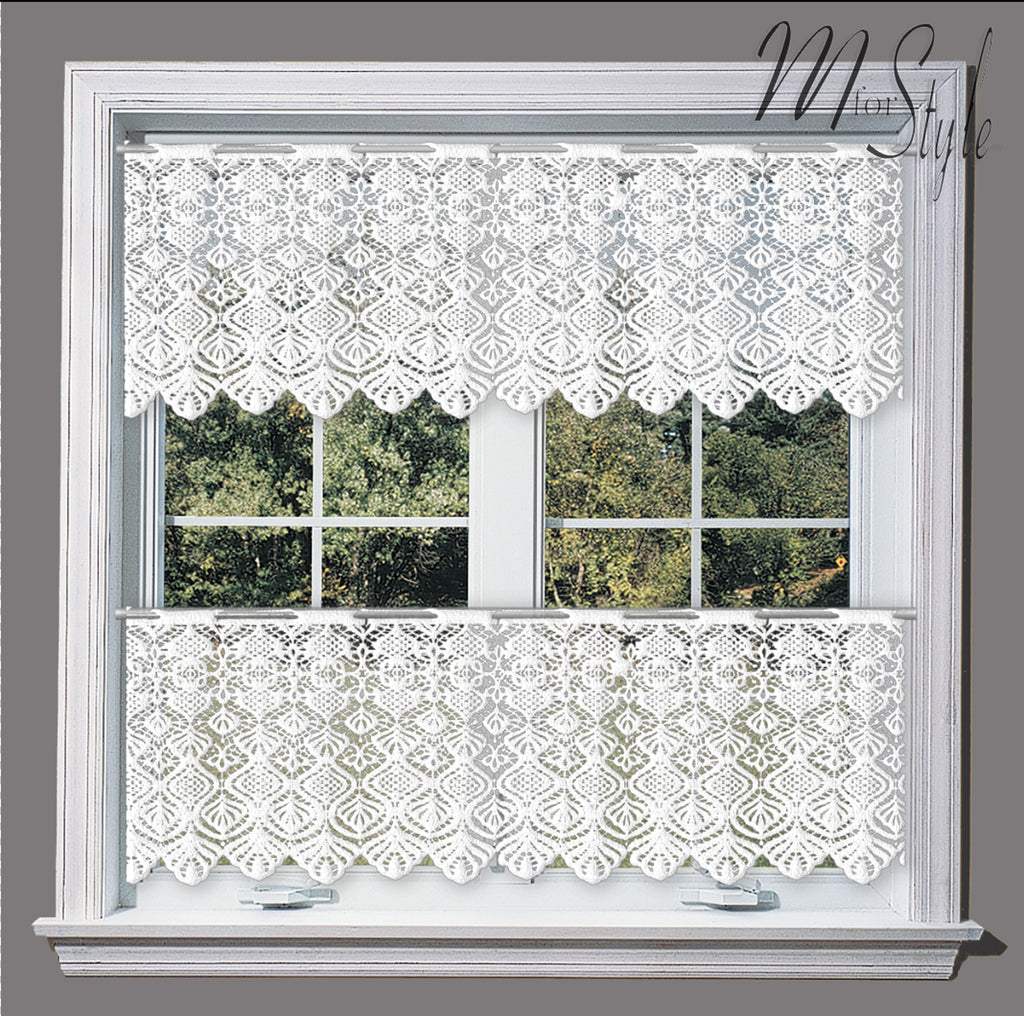 White Kitchen Cafe Net Curtain Classic Lace Many Sizes