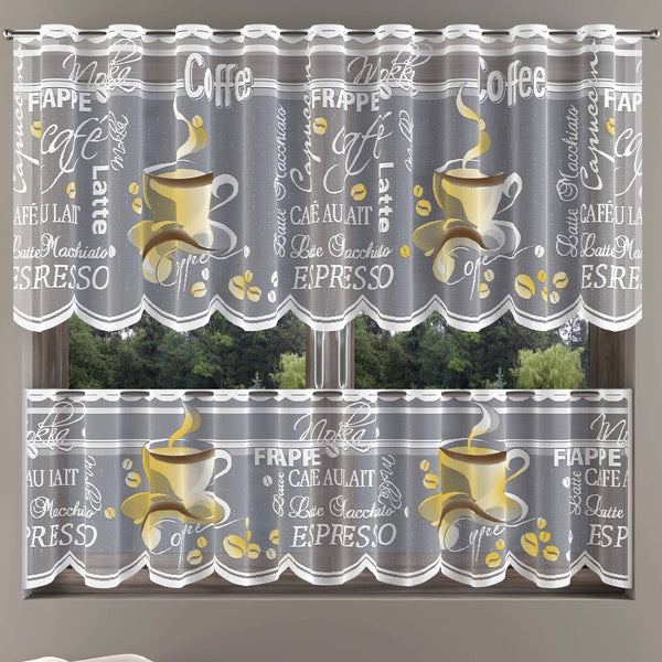 MforStyle Kitchen Cafe Curtain Coffee HEMMED EDGES Many Sizes