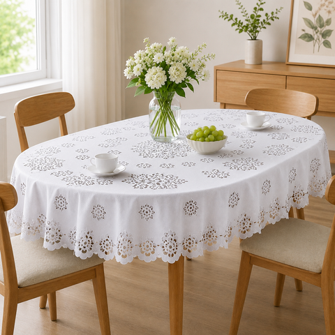 Oval Tablecloth White Large or Medium Premium Quality