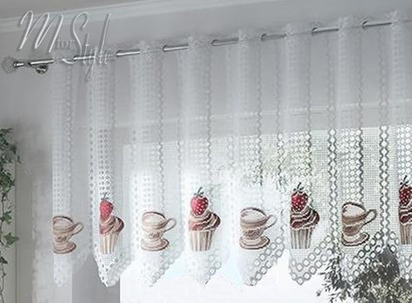 Coffee & Strawbery Cupcake Kitchen curtain MANY SIZES