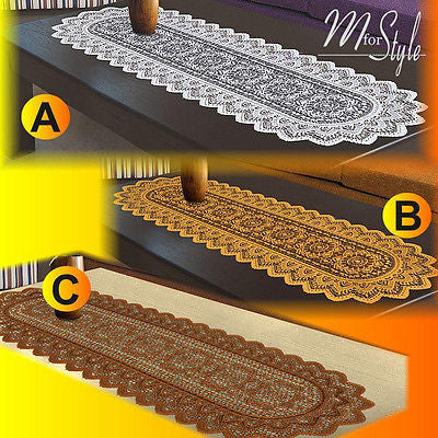Table Runner Lace White or Antique Gold Polyester 14" x 47"
