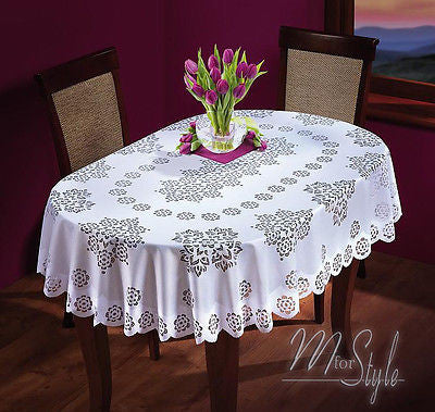 Oval Tablecloth White Large or Medium Premium Quality