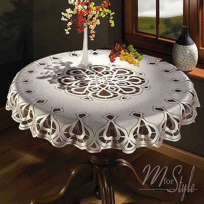 Cream or White Tablecloth Round Lace  49" 125cm  Premium Quality