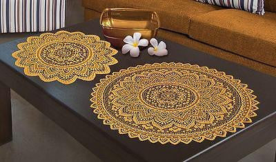 SINGLE Doilie Doily Table Centre Placemat Lace White Brown or Antique Gold Round