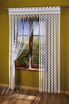 String Curtain White Greek Key Window Door Fringe Blind Panel Fly Screen Tassels