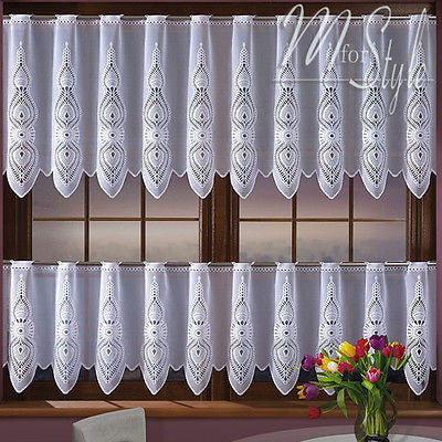 White Cafe Net Curtain Sold by the metre 20" or 28" Drop