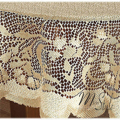 Oval Tablecloth Heavy Lace Cream Golden Beige Large Premium Quality