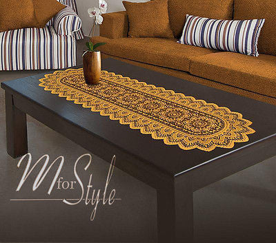 Table Runner Lace White or Antique Gold Polyester 14" x 47"