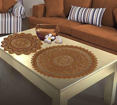 SINGLE Doilie Doily Table Centre Placemat Lace White Brown or Antique Gold Round