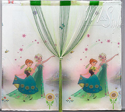 Frozen Voile curtain  Green  string panel Kids Childrens   59"W 57"L 150x145cm
