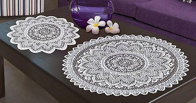 SINGLE Doilie Doily Table Centre Placemat Lace White Brown or Antique Gold Round