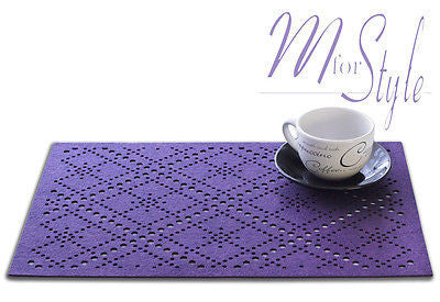 PAIR of Purple Felt Placemat Rectangle Table Mat Openwork Design