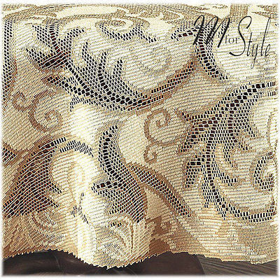 Round Heavy Lace Tablecloth Cream / Golden beige  59" 150cm  Premium Quality