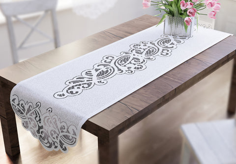 Lace Table Runner White Rectangular High Quality 20" x 59" (50cm x 150cm)