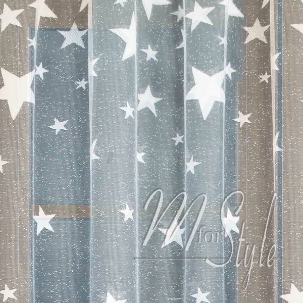 White Net Curtain Stars READY TO HANG - HEMMED EDGES - Slot Top - Sold by Metres MANY SIZES