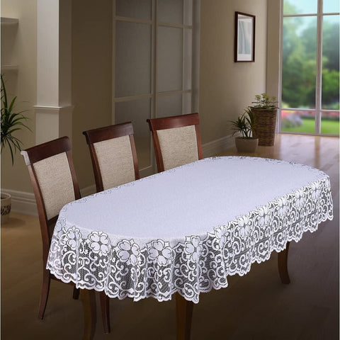 MforStyle Oval Lace Tablecloth White Premium Quality 55" x 86.6"