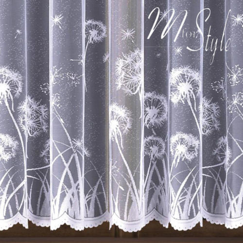 White Net Curtain with Dandelions pattern Ready to Hang Sold by Metres MANY SIZES