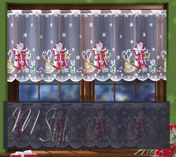 Christmas Xmas Cafe Net Curtain Santa Pattern // Width SOLD BY THE METRES