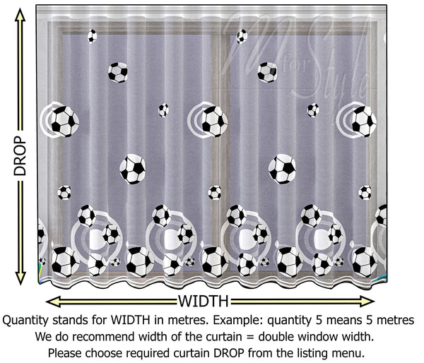 MforStyle Kids Curtain Football Sold by Metres Children Room Decoration SLOT top Many Sizes