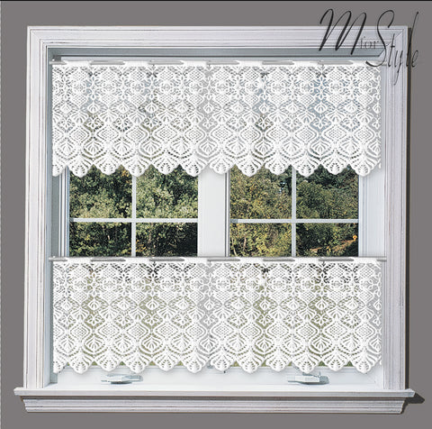 White Kitchen Cafe Net Curtain Classic Lace Sold by the metres -  Drop 14" OR 24"